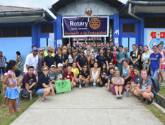 Group in front of Rotary Club in Iquitos, Peru