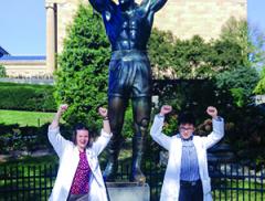 Bethany Abrahams with Rocky statue in Philadelphia, PA