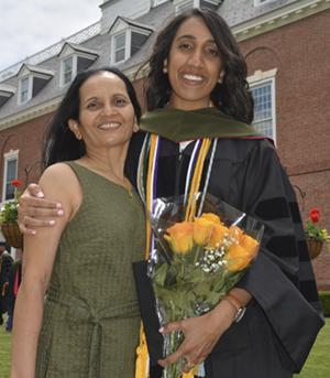Karishma Patel and mom at graduation