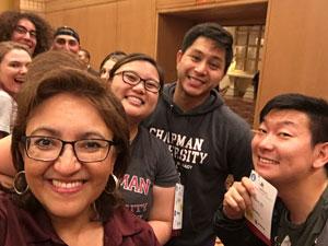 Nancy Alvarez with with students from Chapman University 